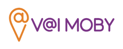 Logotipo do aplicativo de transporte 'V@i Moby'.